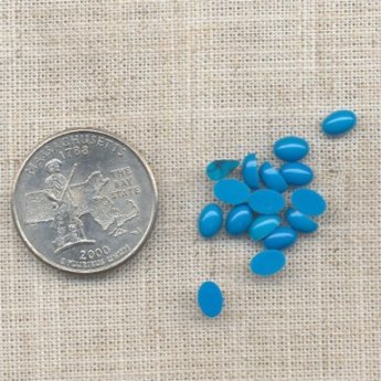 100 VINTAGE TURQUOISE ACRYLIC 6X4mm OVAL SMOOTH CABOCHONS