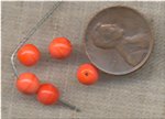 100pcs. VINTAGE GLASS 6mm. CORAL ROUND BEADS