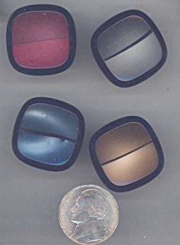 12 VINTAGE ASST 2-TONE DECO 25mm SQUARE CABOCHONS