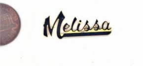 6 VINTAGE BRASS 28X12 CURSIVE MELISSA PLAQUE FINDINGS