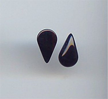 24 VINTAGE AUSTRIAN JET 13x8mm. GLASS CABOCHONS