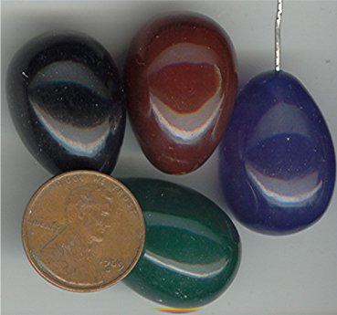4 VINTAGE GENUINE SMOOTH DROP 26mm SEMI DRILL BEADS