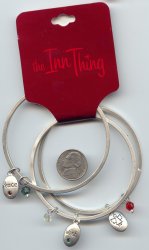 1 X-MAS SILVER BANGLE DANGLE CHARMS 3 BRACELET SET