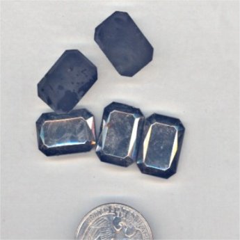 12 VINTAGE 23x12mm OCTAGON HEMATITE GLASS PLAQUE