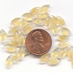 24 VINTAGE GLASS TAN CRYSTAL GIVRE 10X5mm NAVETTE GEMS