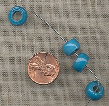 50 VINTAGE GLASS 12x7mm. TURQUOISE TIRE BEADS