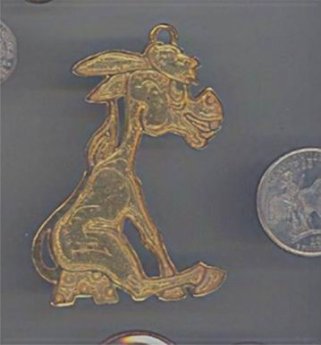 1 VINTAGE GOLD PLATE DONKEY 62X42mm PENDANTS