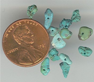 24 VINTAGE GENUINE TURQUOISE NUGGET CHIP BEADS