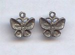 5 VINTAGE ANTIQUE SILVER 14X14mm BUTTERFLY CHARMS