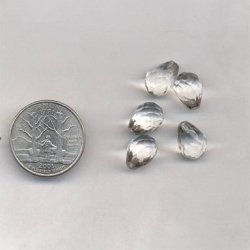 5 VINTAGE CRYSTAL 13X8mm. GLASS 1/2 DRILL HOLE BEADS