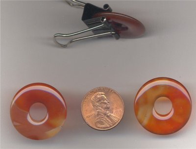 6 VINTAGE GENUINE CARNELIAN 25mm ROUND RINGS