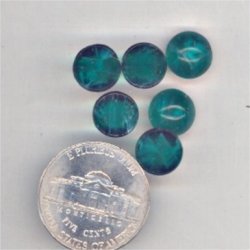 12 VINTAGE EMERALD MARBLE 9mm ROUND GLASS CABOCHONS