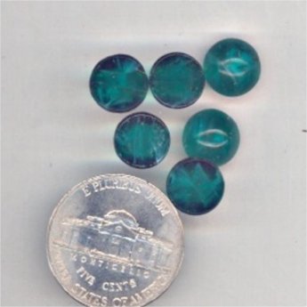 (image for) 12 VINTAGE EMERALD MARBLE 9mm ROUND GLASS CABOCHONS