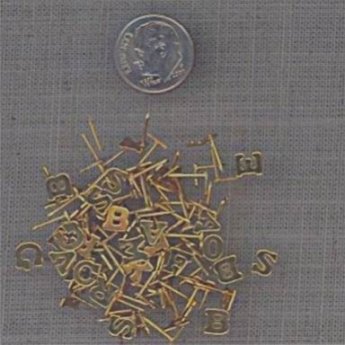 (image for) 50 VINTAGE GOLD ASSORTED LETTERS PIN BACK FINDINGS