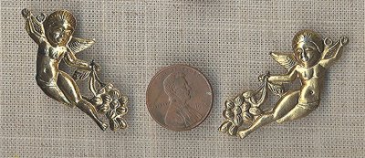 3 VINTAGE ANTIQUE BRASS PLATED STEEL CHEREB 45mm. METAL PENDANTS
