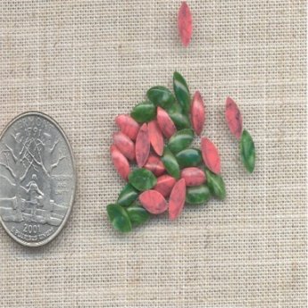 100 VINTAGE JADE & CORAL MATRIX 8X4mm NAVETTE CABS