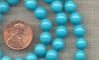36 VINTAGE TURQUOISE ROUND 8mm. SMOOTH LOOSE BEADS