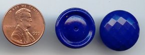 6 VINTAGE SAPPHIRE 18mm GLASS FACETED CABOCHONS