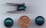 3 VINTAGE GLASS GREEN MOONSTONE 15mm ROUND CABOCHONS