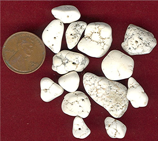 (image for) 12 VINTAGE GENUINE HOWLITE LARGE ASST NUGGET BEADS