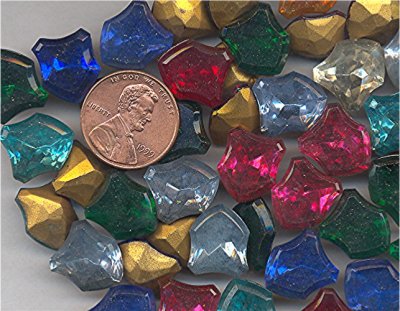 12 VINTAGE ASST FANCY SHIELD GLASS 14X12mm GEMS