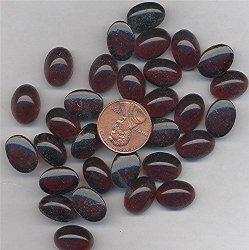24 VINTAGE GLASS DARK TOPAZ 14X10mm OVAL CABOCHONS