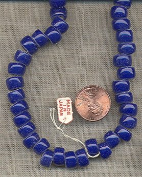 (image for) 50 VINTAGE GLASS 10mm JAPAN SAPPHIRE TIRE BEADS