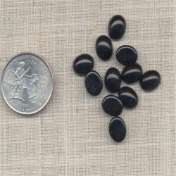 50 VINTAGE JET 10X8mm OVAL GLASS CABOCHONS