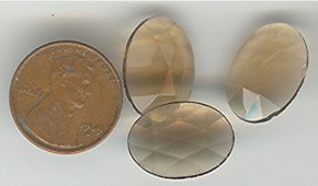 6 VINTAGE SMOKE TOPAZ 18X13mm OVAL FACET GLASS CABOCHONS