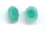 6 VINTAGE JADE GLASS FLORAL CARVED 18X13mm OVAL CAMEOS