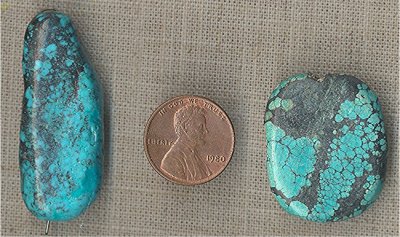 2 VINTAGE GENUINE AFRICAN TURQUOISE 31-45mm BAROQUE BEADS