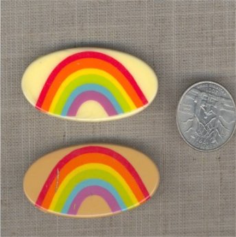 (image for) 3 VINTAGE RAINBOW 53mm. OVAL CAMEO PLAQUES