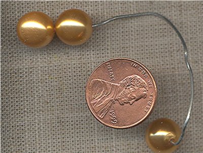 (image for) 40 VINTAGE JAPANESE GLASS GOLD PEARL 10mm. BEADS
