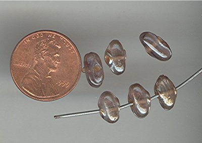 200 VINTAGE GLASS 9X6mm. TOPAZ AB OVAL BEADS