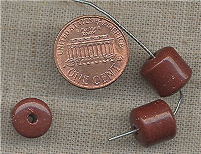 (image for) 50 VINTAGE GLASS 10mm. BROWN BARELL BEADS