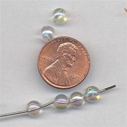 100 VINTAGE ANTIQUE CRYSTAL AB 6mm ROUND BEADS