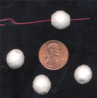 (image for) 20 VINTAGE WHITE GLASS 12mm FACETED ROUND BEADS