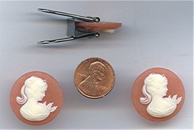 6 VINTAGE CORNELIAN IVORY LADY HEAD ROUND 25mm CAMEO