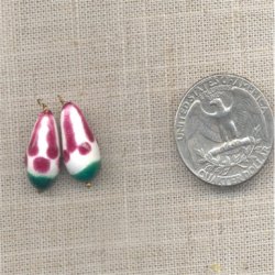 2 VINTAGE WHITE RED GREEN 18mm HANDMADE CHARMS