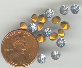 50 VINTAGE LIGHT SAPPHIRE 20ss ROUND GLASS RHINESTONES