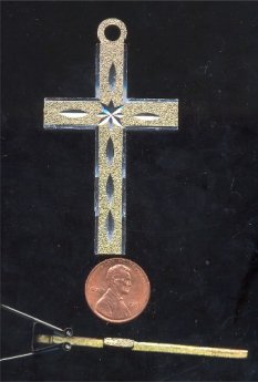 6 VINTAGE BURST DIAMOND CUT CROSS 67X39MM PENDANTS
