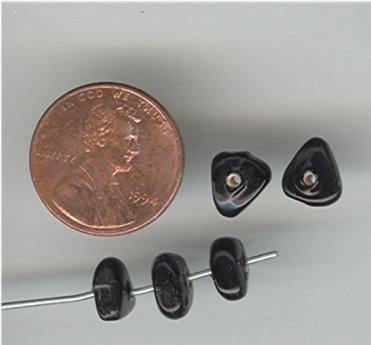 200 VINTAGE GLASS 7X4mm. BLACK CHIP BEADS
