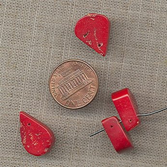 12 VINTAGE GENUINE RED CORAL DROP CHARMS
