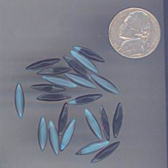 (image for) 18 VINTAGE BLUE JET 15X4mm GLASS DECO NAVETTE GEMS
