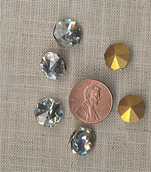 (image for) 12 VINTAGE GLASS CRYSTAL 12mm OCTAGON GEMS