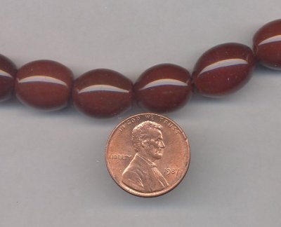 5 VINTAGE GENUINE DARK CARNELIAN OVAL 14X12mm BEADS