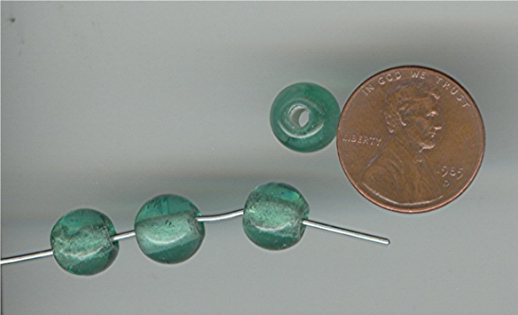 (image for) 50 VINTAGE GLASS CHRYSOLITE ROUND 9mm BEADS