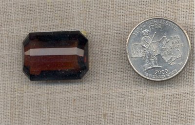 1 VINTAGE SMOKE TOPAZ 25X18mm OCTAGON TIN CUT GLASS GEM