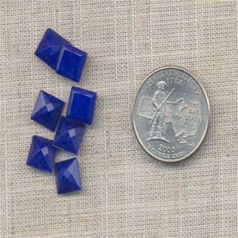 24 VINTAGE LAPIS 8mm SQUARE GLASS BACK JEWELS