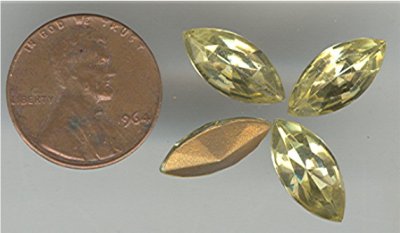 (image for) 24 VINTAGE JONQUIL 15X7mm NAVETTE GLASS GEMS